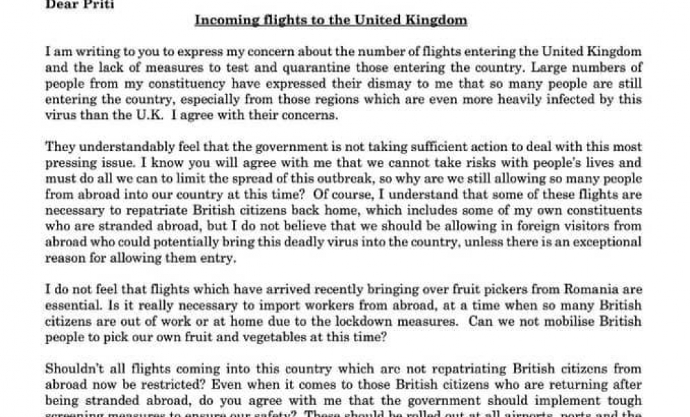 priti patel letter