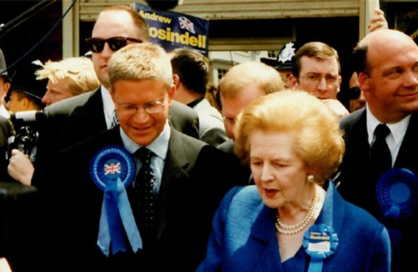 Pictured: Andrew Rosindell M.P. with Margaret Thatcher