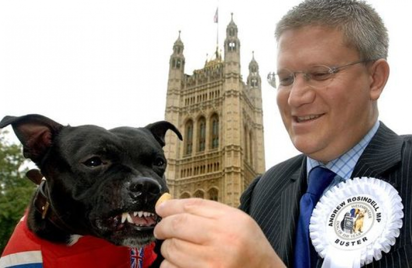 Pictured: Andrew Rosindell with dog