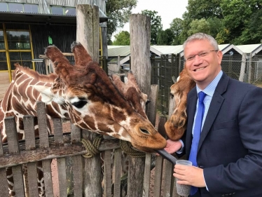 Andrew with giraffe