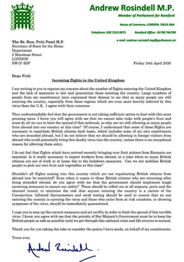 priti patel letter