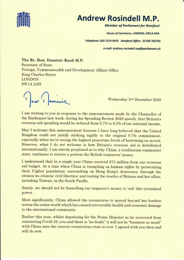 Letter to the Foreign Secretary