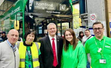 Pictured: Andrew Rosindell M.P. and Cllr Keith Prince A.M. with members of the Bus Garage Team